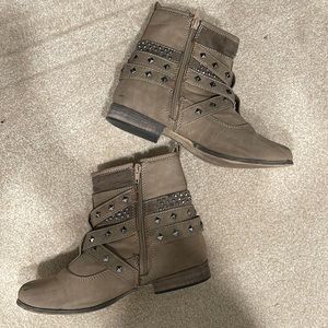 Taupe Bling Detail Booties